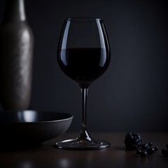 Glass of dark red wine