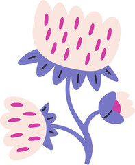 Abstract Flowers On Stem