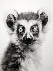 Wallpaper for phone with a pencil sketch artwork indri animal drawing.