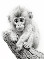  Wallpaper for phone with a pencil sketch artwork monkey animal drawing. 
