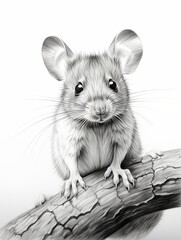 Wallpaper for phone with a pencil sketch artwork mouse animal drawing.