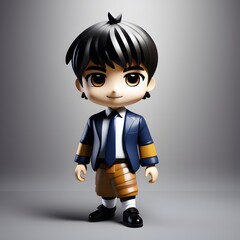 3d cute school uniform chibi figure created by generative ai