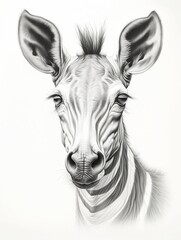 Wallpaper for phone with a pencil sketch artwork okapi animal drawing.