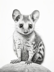  Wallpaper for phone with a pencil sketch artwork quoll animal drawing.