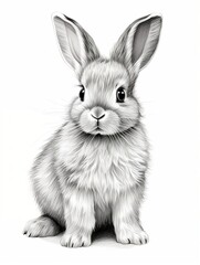 Wallpaper for phone with a pencil sketch artwork rabbit animal drawing.