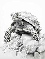 Wallpaper for phone with a pencil sketch artwork turtle animal drawing.