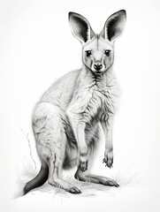Wallpaper for phone with a pencil sketch artwork wallaby animal drawing - obrazy, fototapety, plakaty