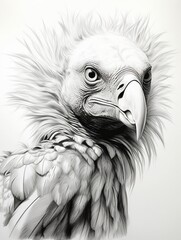 Wallpaper for phone with a pencil sketch artwork vulture animal drawing