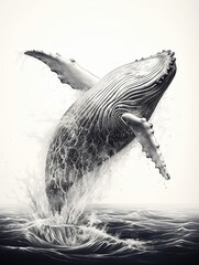  Wallpaper for phone with a pencil sketch artwork whale animal drawing.