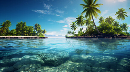 Fototapeta na wymiar Tropical island and blue sea water