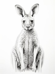  Wallpaper for phone with pencil sketch artwork kangaroo animal drawing.