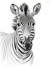 Fototapeta na wymiar Wallpaper for phone with a pencil sketch artwork zebra animal drawing.