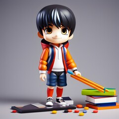3d cute school uniform chibi figure created by generative ai