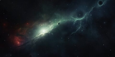 Naklejka na ściany i meble black red green space galaxy cloud nebula. Stary night cosmos. Universe science astronomy. Supernova background wallpaper.
