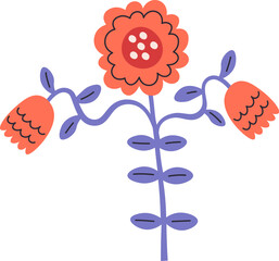 Abstract Flowers On Stem