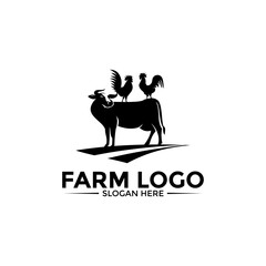 Farm Animal Logo design vector, Simple Livestock or Farm logo template