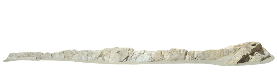 Cut-out beige rock panorama landscaping on transparent backgrounds 3d render png © Krit