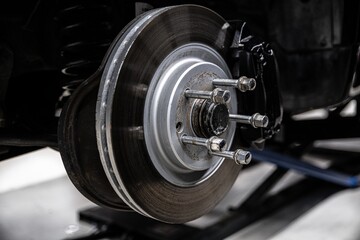 Brake system of a modern car with a brake disc and brake caliper