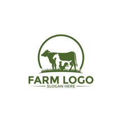 Farm Animal Logo design vector, Simple Livestock or Farm logo template