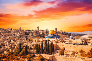 Fototapeta na wymiar Jerusalem travel destination. Beautiful city view of Jerusalem Israel.