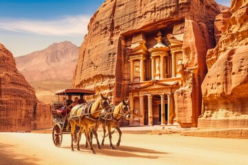 Petra Jordan travel destination. Tour tourism exploring.