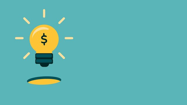 Animated light bulb with a dollar sign describes the idea of making money. Suitable for use in various contexts, such as business presentations, marketing videos, or educational videos.
