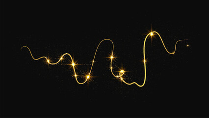 Gold glittering confetti wave and stardust