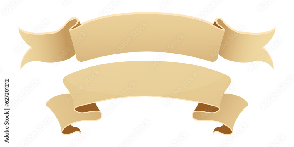 Canvas Prints parchment paper scroll ribbon, old vintage banner game ui element in cartoon style isolated on white