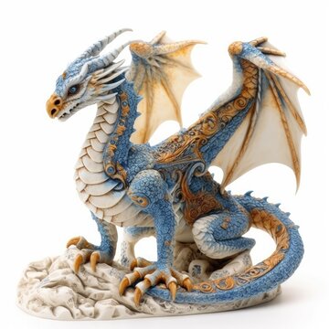 Fantasy image of Dragon, in Ivory carving style