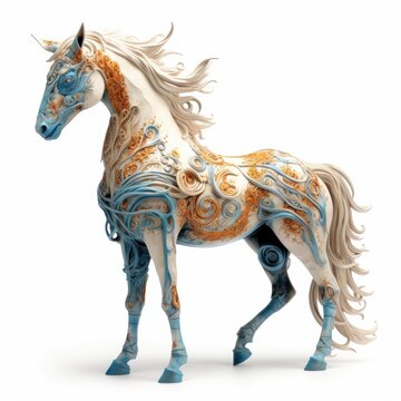Fantasy image of Horse, in Ivory carving style