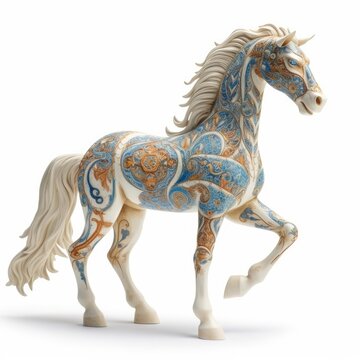 Fantasy image of Elder Horse, in Ivory carving style
