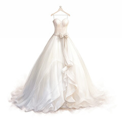 Fototapeta na wymiar wedding dress bridal in pastel drawing
