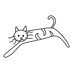 cat cartoon vector 25 Outline line Cute and funny cats doodle. Cartoon cat or kitten characters design collection Minimal cat drawing. Set of purebred pet animals isolated on transparent background.