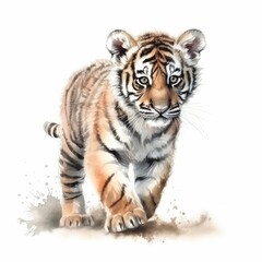 Fototapeta na wymiar Baby tiger, pastel drawing style