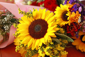 Sunflower. A beautiful bouquet of fresh flowers.