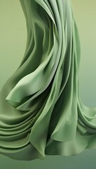 Fototapeta premium 3D illustration of several sheets of green fabric flowing in the air
