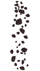 Falling brown stones or ground isolated on white. Clipart.