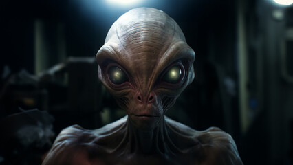 Alien Monster Kreatur in menschlicher Gestalt f&uuml;r Grusel Effekt, ai generativ