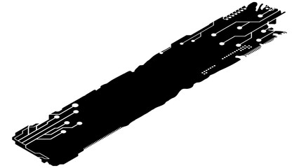 Isometric rectangular design element silhouette in tech style isolated on white. Long tech plate with copy space. Clipart.