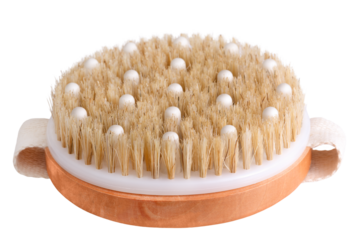 Dry massage brush isolated on transparent background.