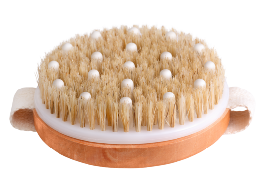 Dry massage brush isolated on transparent background.