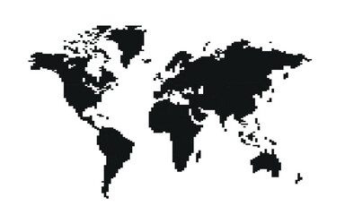 World map pixelated. Pixel art