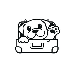 Traveling with dogs. Outline Vector Logo