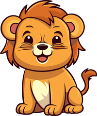 Cute Lion Cartoon On White Background