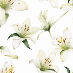 Fototapeta na wymiar White lily pattern vector