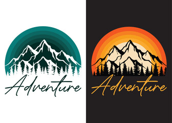Outdoor explore typography T-SHIRT concept outdoor adventure. vintage adventure badge. Camping emblem logo with the mountain. Adventure t-shirt design. Outdoor t-shirt design. t-shirt design vector.