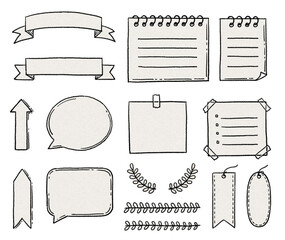 Blank reminder paper note, tape, memo pad, sticker illustration