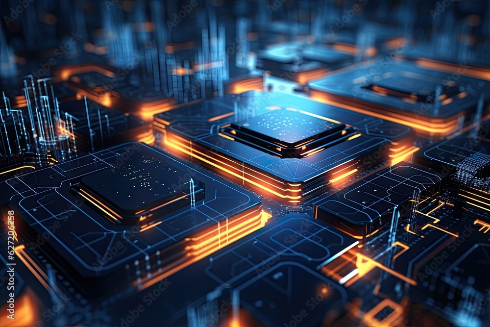 Poster circuit board background. 3d rendering, 3d illustration. 3d rendering of abstract technology backgro