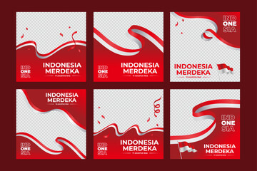 indonesia merdeka social media twibbon template collection