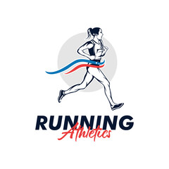 Running Girl Logo Vector Illustration